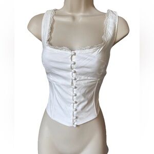 White Lace-Trim Bustier Bohemian Romance  Women’s Tank Top Large